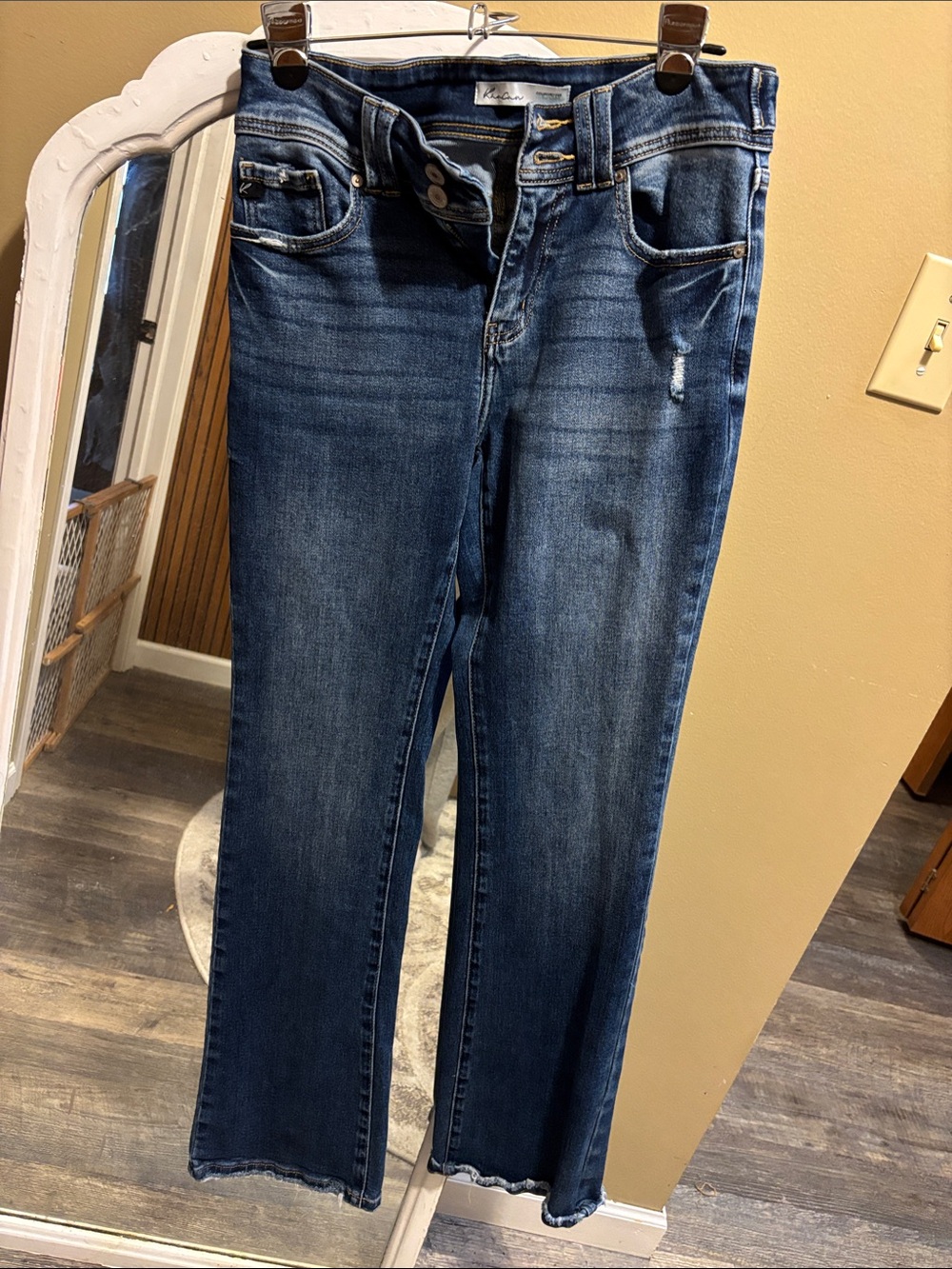 Kensie Mid-Rise Flare Jeans in Dark Blue